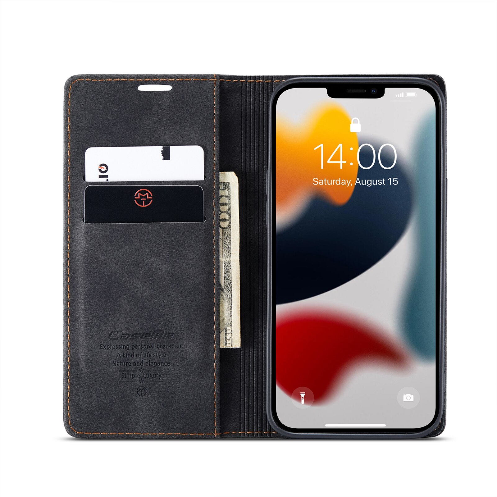 Slim Bookcover hoesje iPhone 13 Pro Zwart