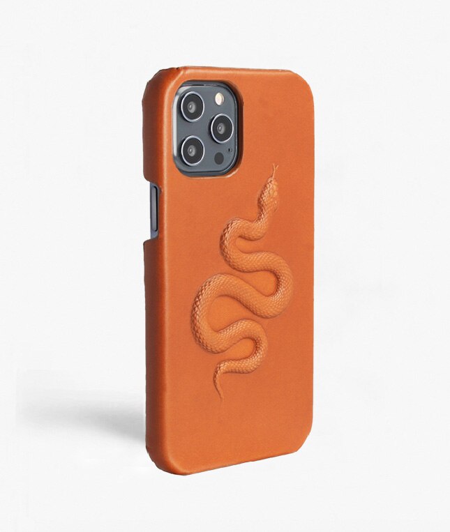 Hoesje iPhone 12 Pro Max Snake Cognac