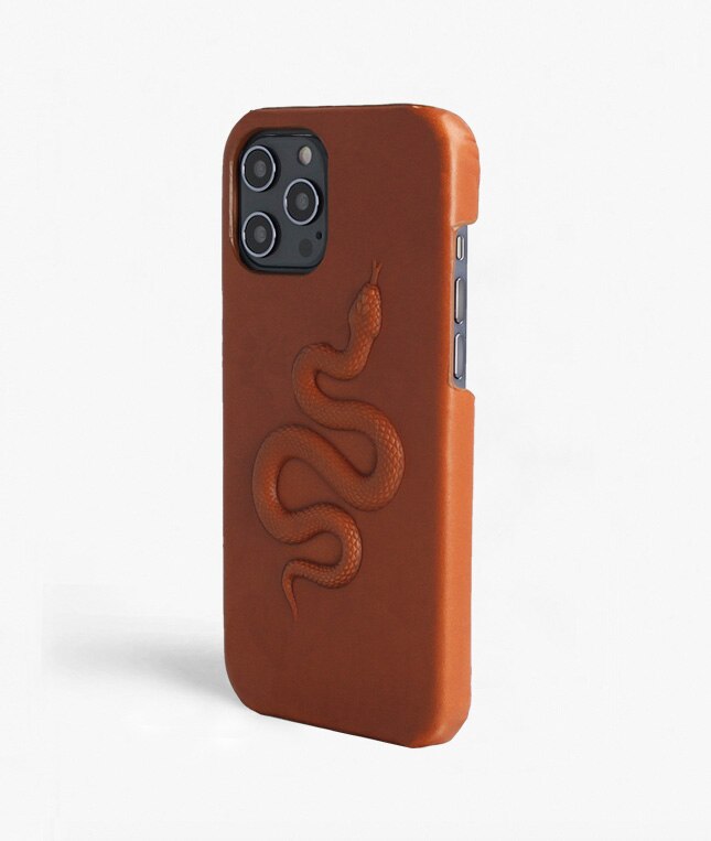 Hoesje iPhone 12 Pro Max Snake Cognac