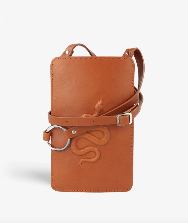 Smart Crossbody Tas Vegetable Tanned Snake Bruin