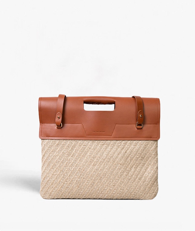 Trend Bag Jute Leather Vegetable Tanned Bruin