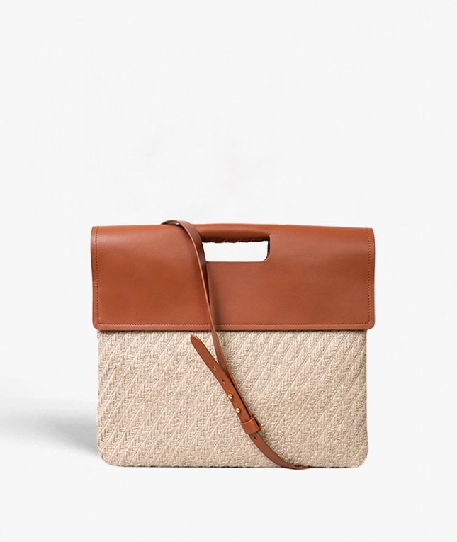 Trend Bag Jute Leather Vegetable Tanned Bruin