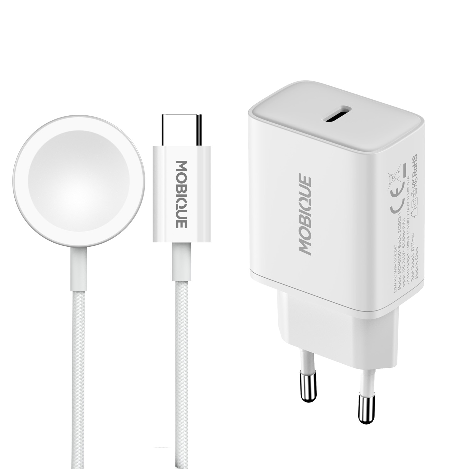 Complete oplader Apple Watch Series 8 41mm kabel & adapter 20W Zwart