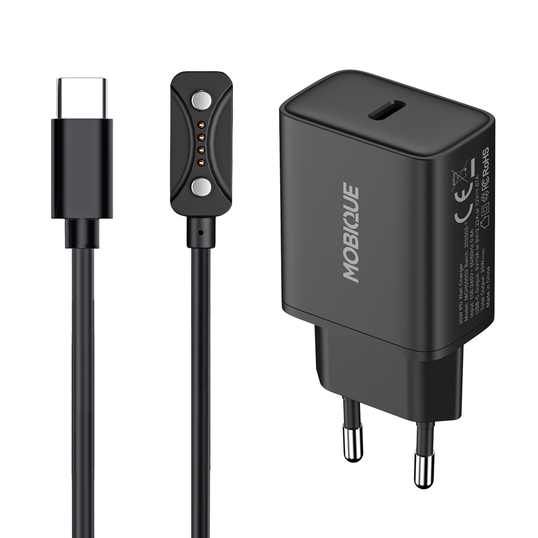 Complete oplader Polar Pacer kabel & adapter 20W Zwart