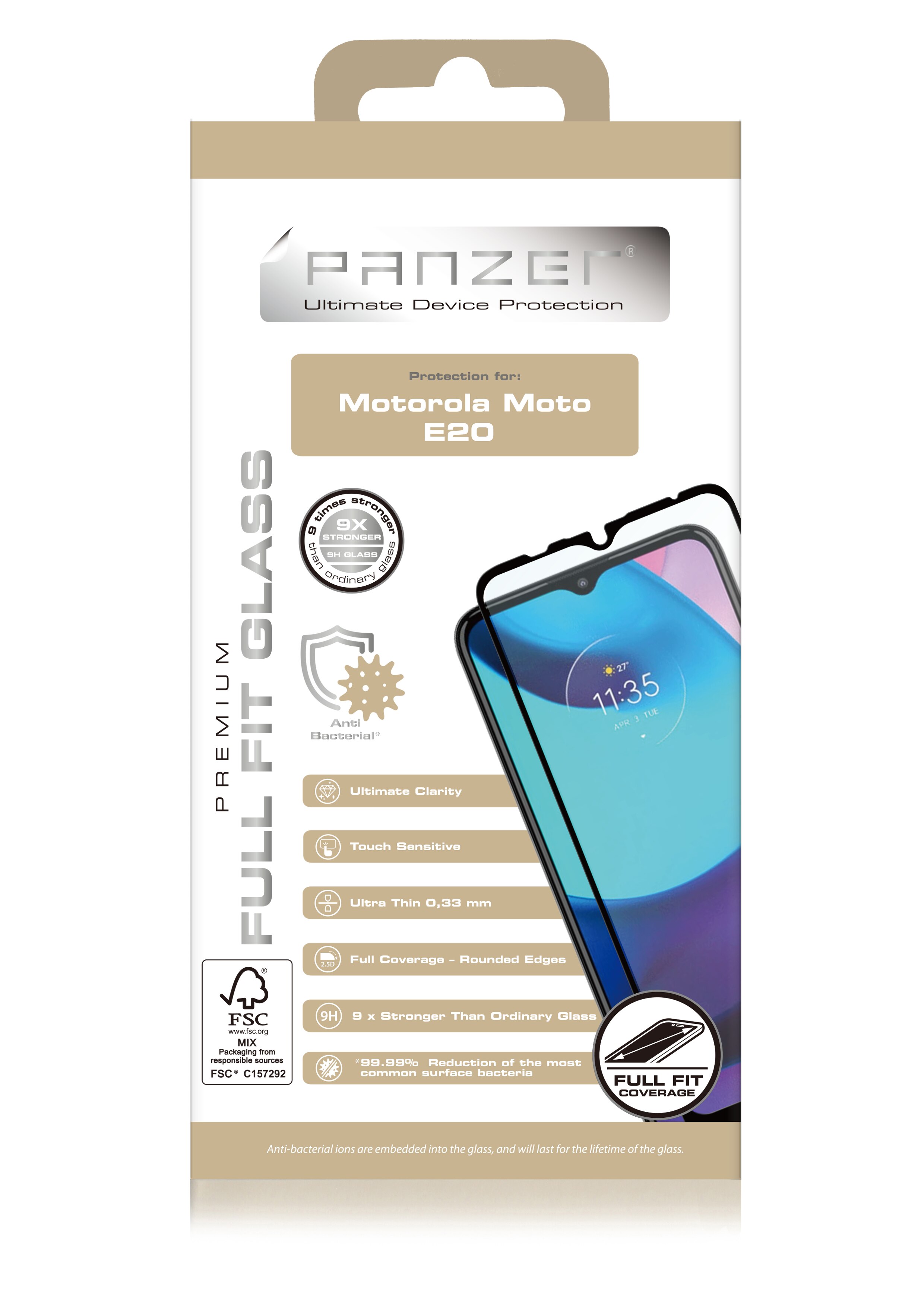 Full-Fit Glass Motorola Moto E20 Zwart