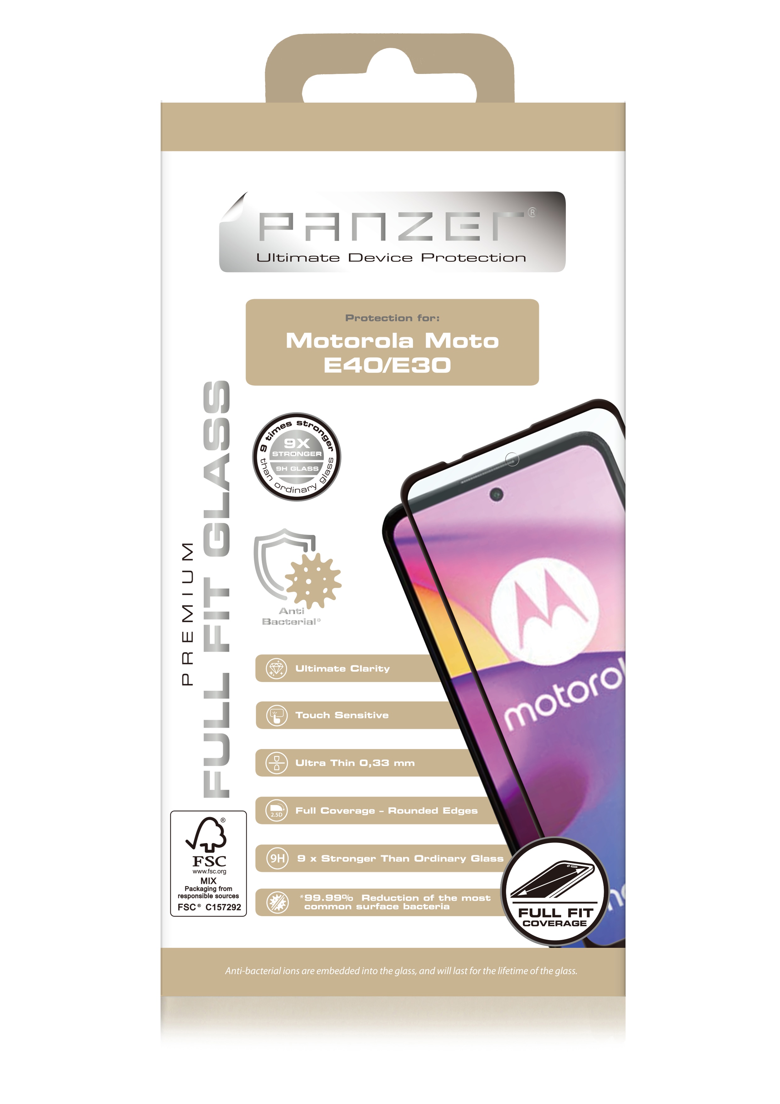 Full-Fit Glass Motorola Moto E40 Zwart