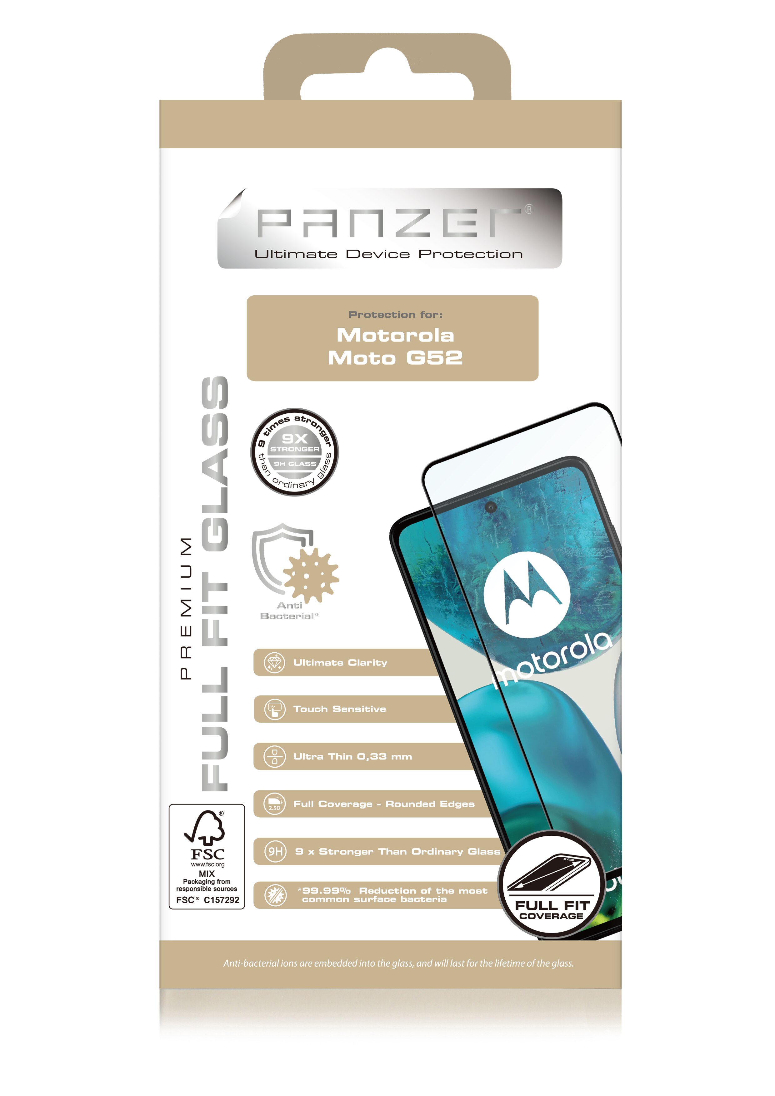 Full-Fit Glass Motorola Moto G52 Zwart