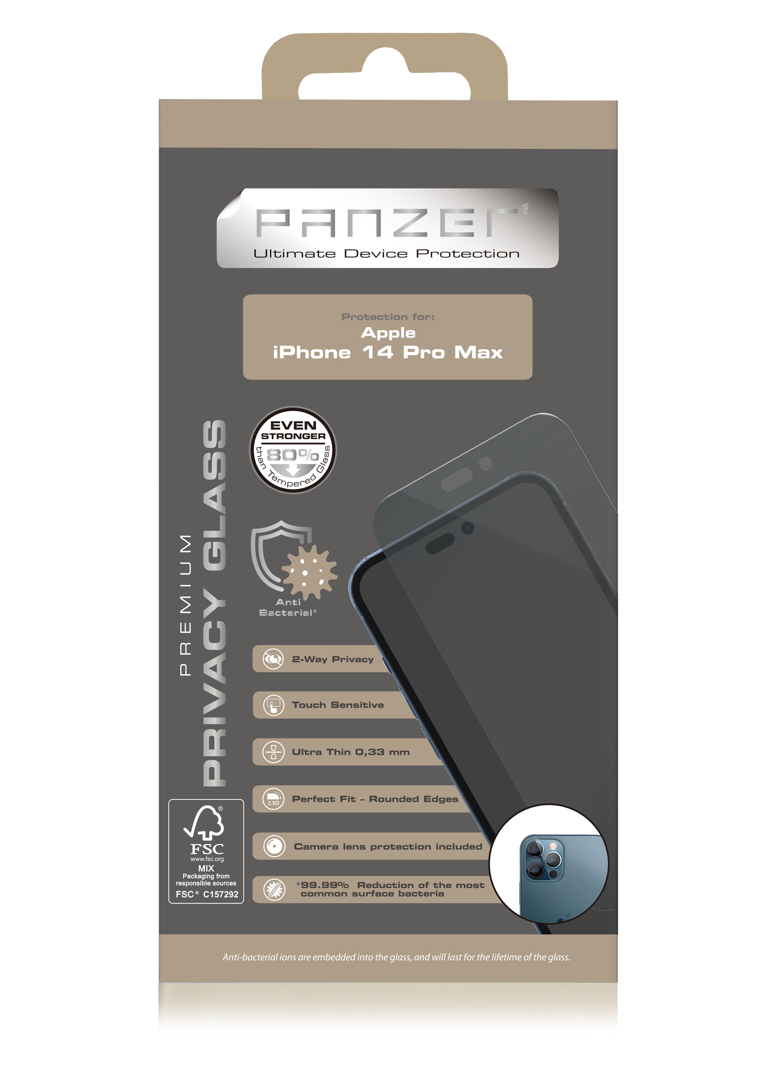 Full-Fit Privacy Glass iPhone 14 Pro Max Zwart