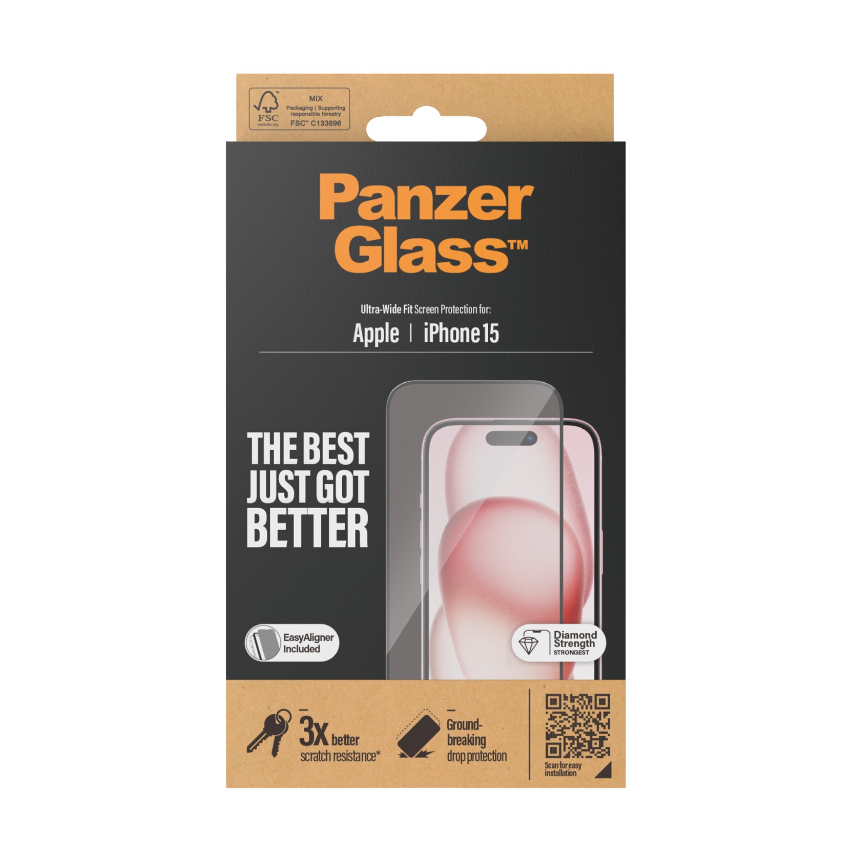 iPhone 15 Screen Protector (with EasyAligner) Ultra Wide Fit