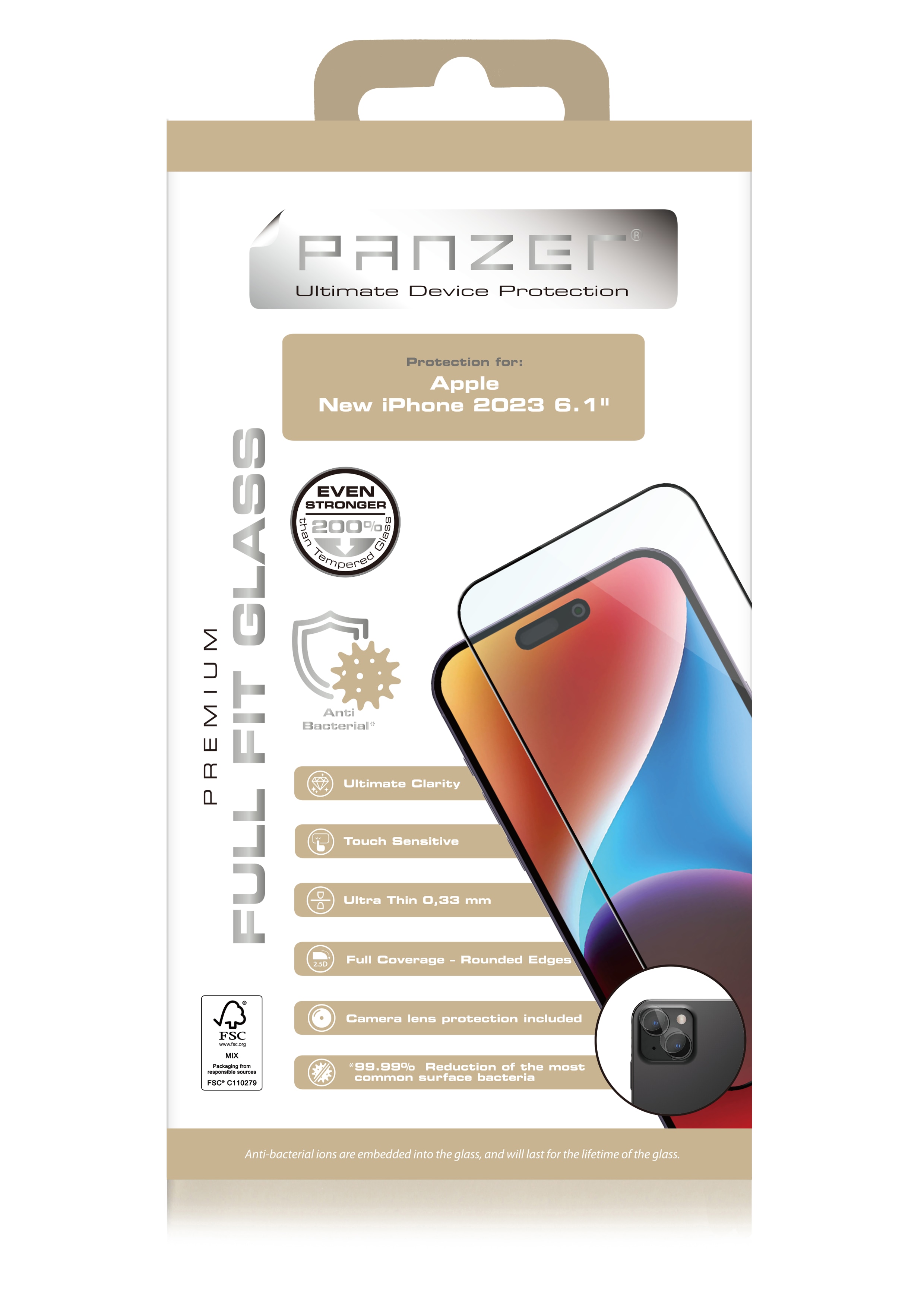 Full-Fit Glass iPhone 15 Zwart