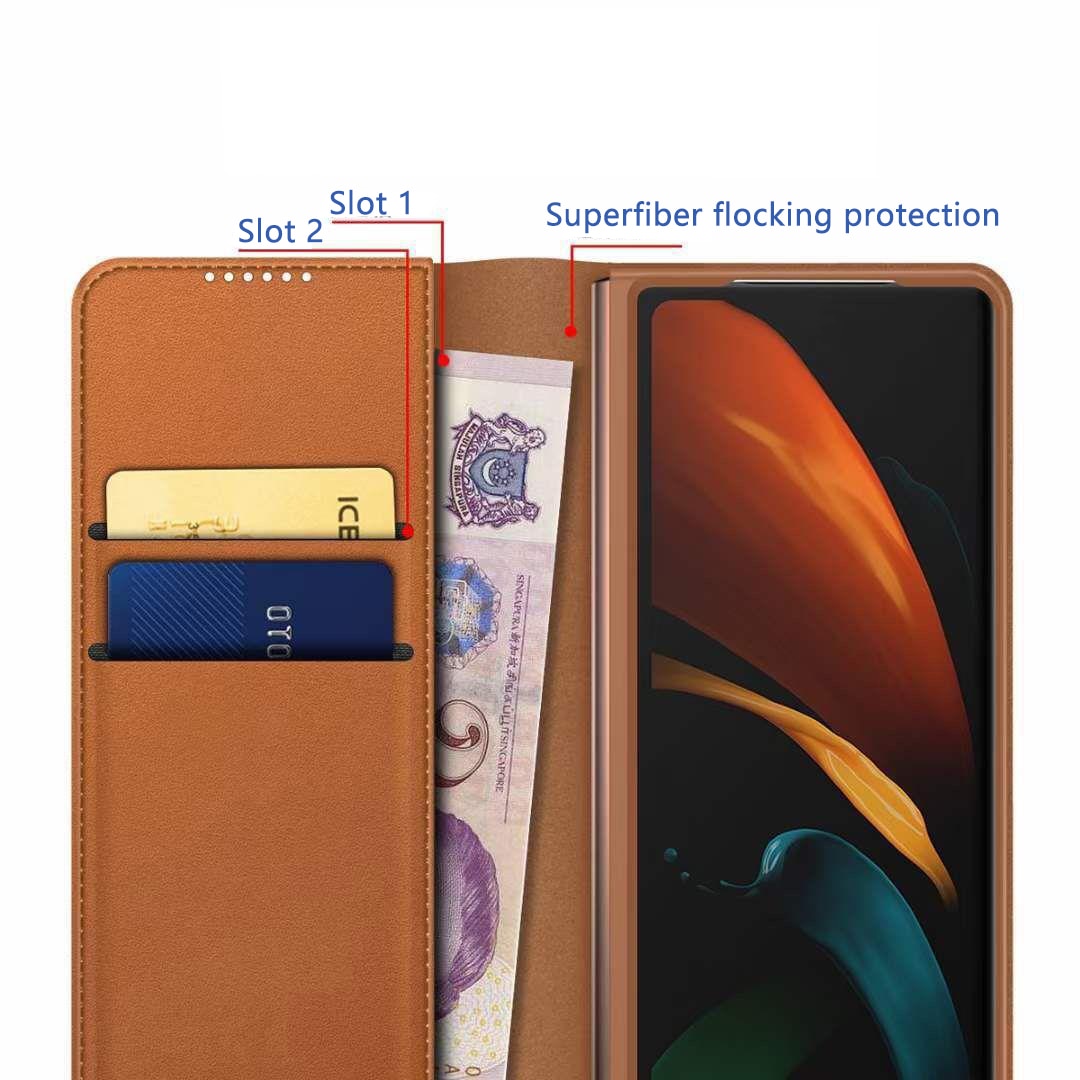 Samsung Galaxy Z Fold 5 Echt lederen hoesje cognac
