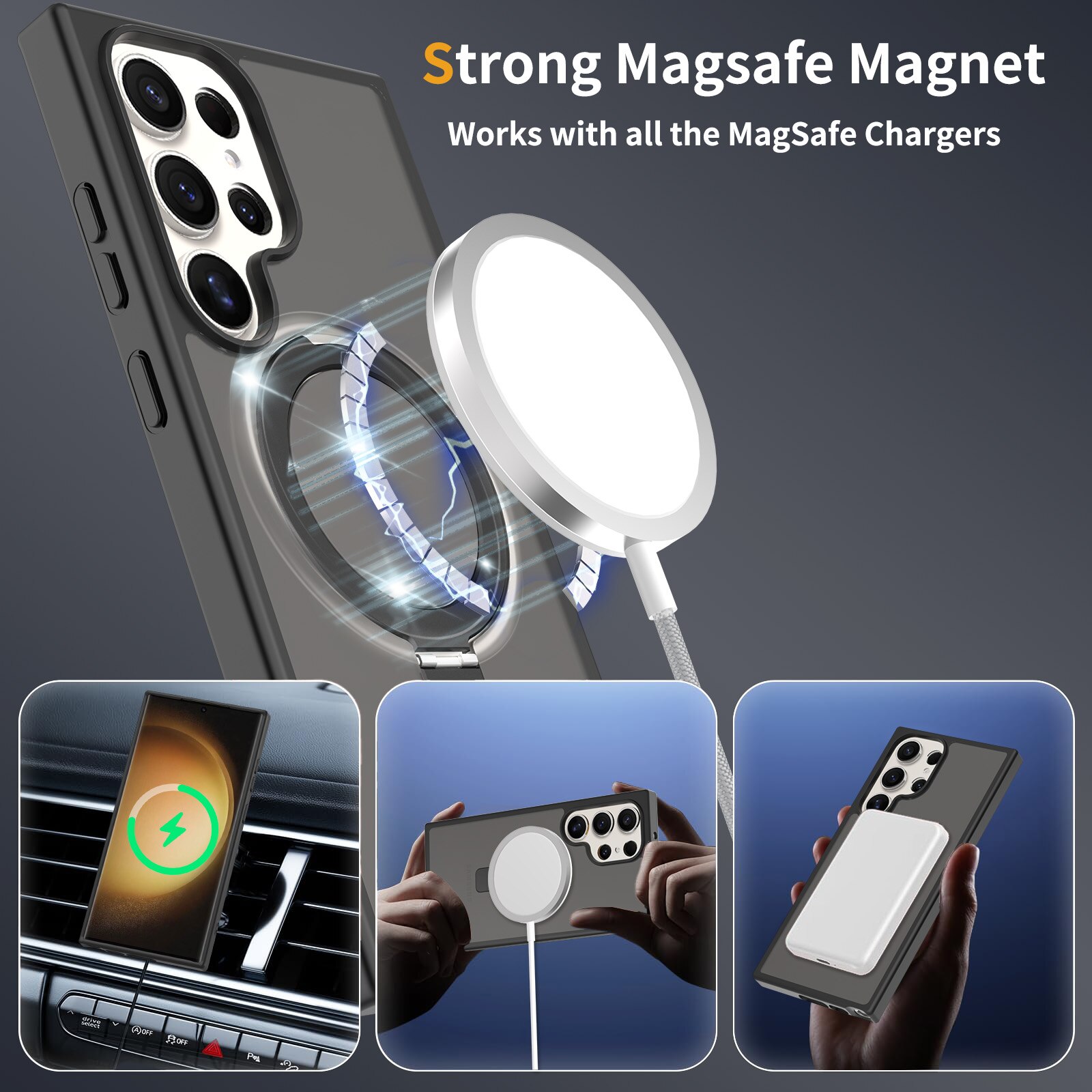 Samsung Galaxy S23 Ultra Hybridcase Magnetic Ring Zwart