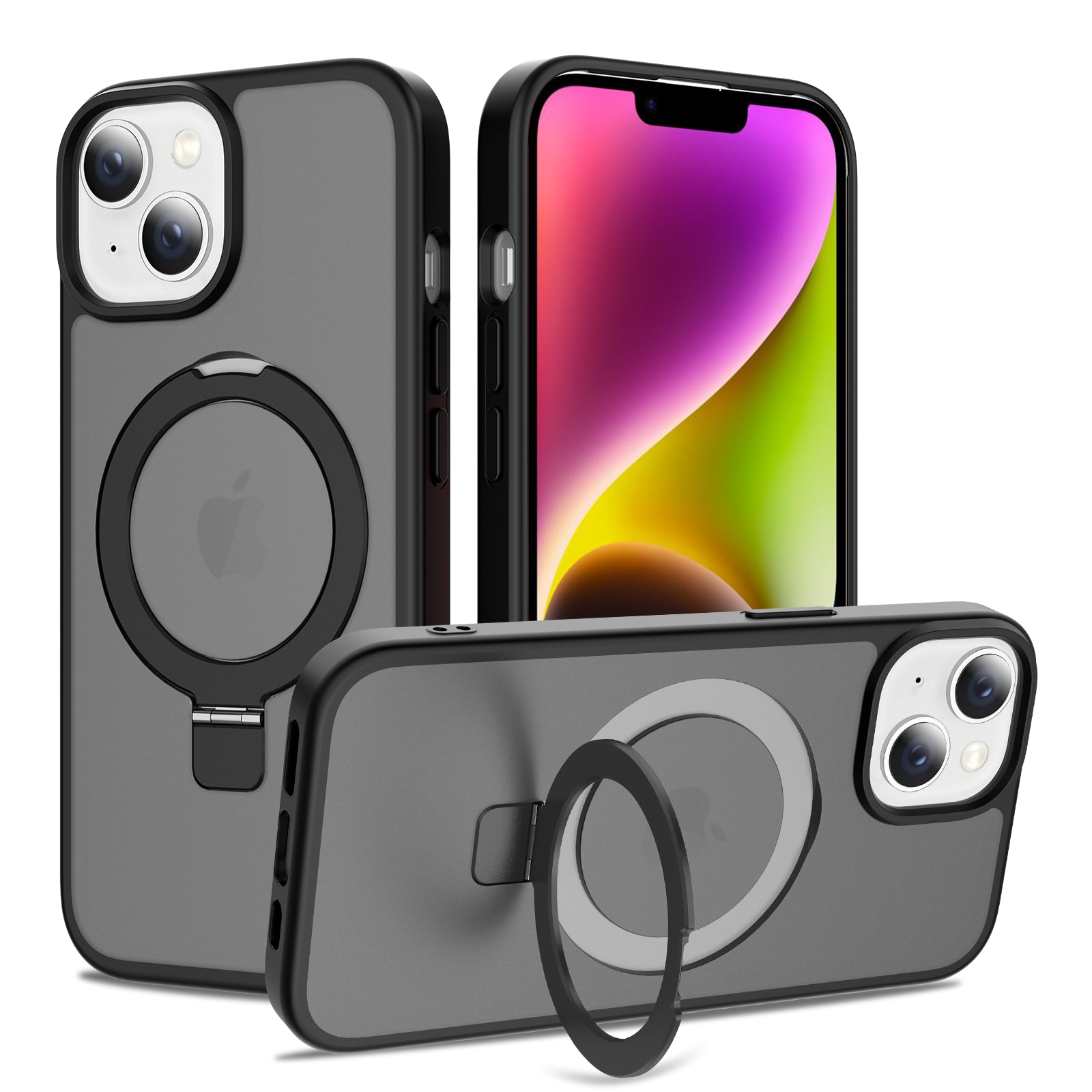 iPhone 15 Hybridcase Magnetic Ring Zwart