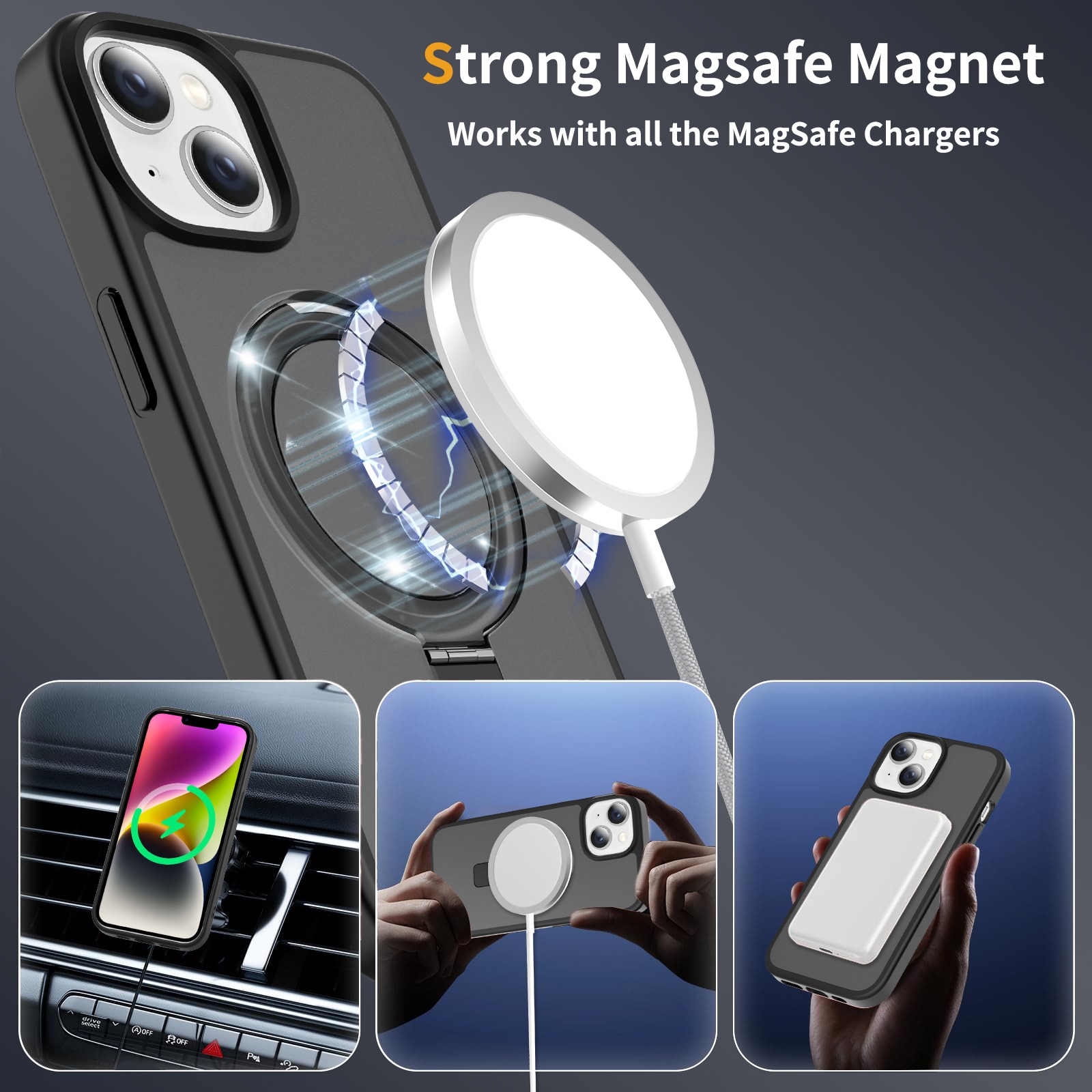 iPhone 15 Hybridcase Magnetic Ring Zwart
