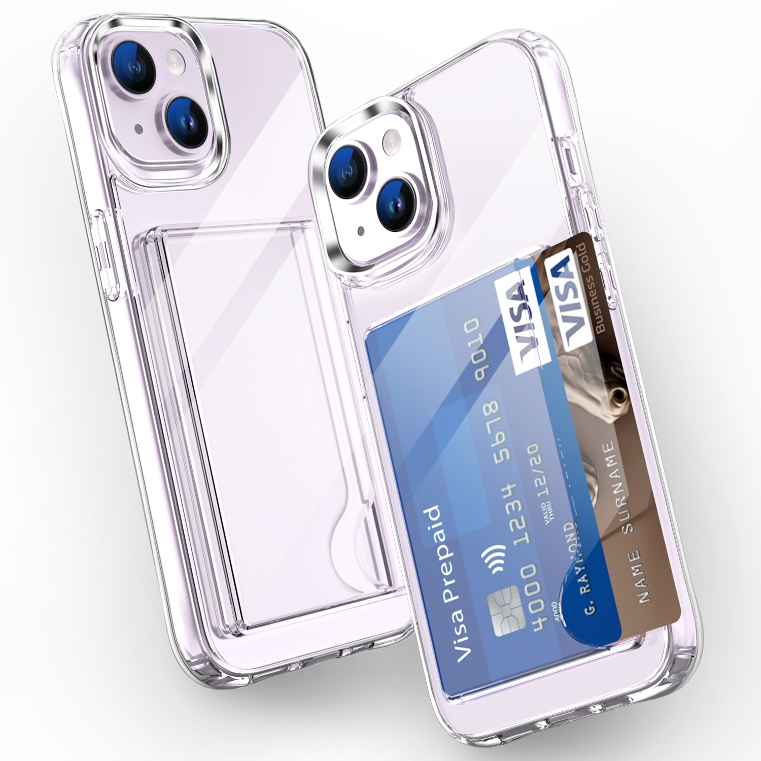 Hybridcase met Cardslot iPhone 15 transparant
