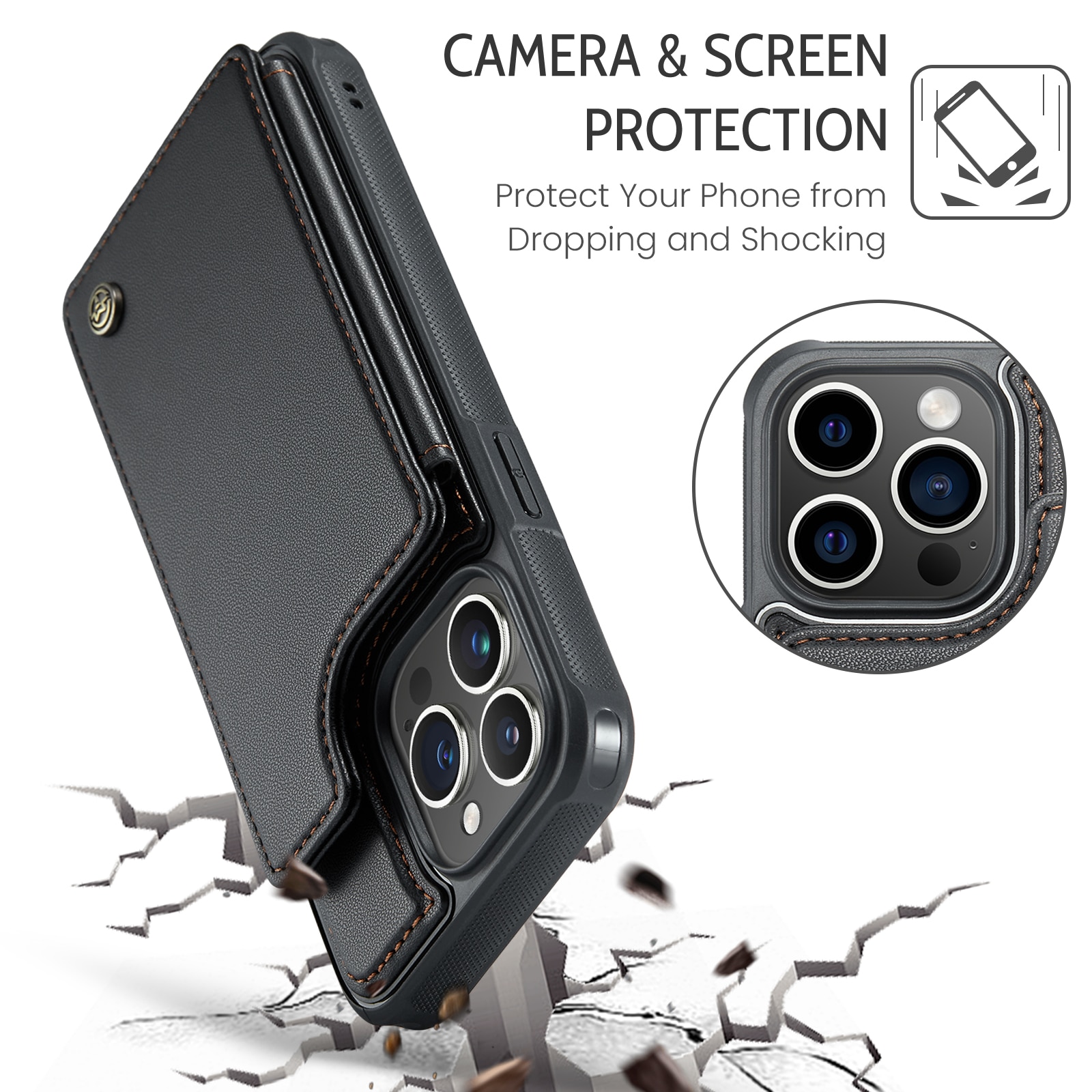 RFID blocking Portemonnee hoesje iPhone 15 Pro Max zwart