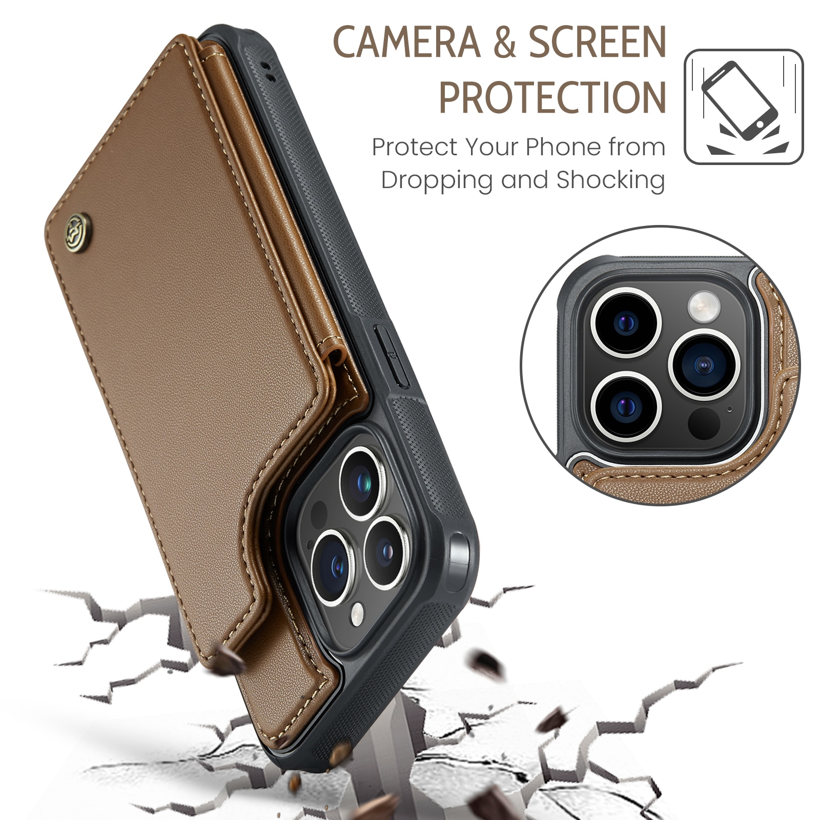 RFID blocking Portemonnee hoesje iPhone 15 Pro Max bruin