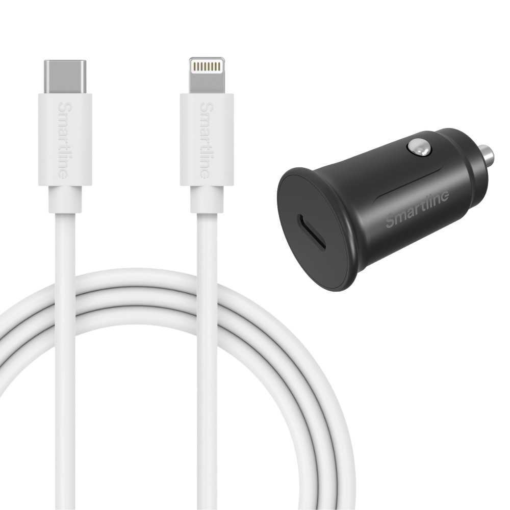 Complete Autolader voor iPhone 11 Pro Max -  1m kabel & Lader Lightning - Smartline