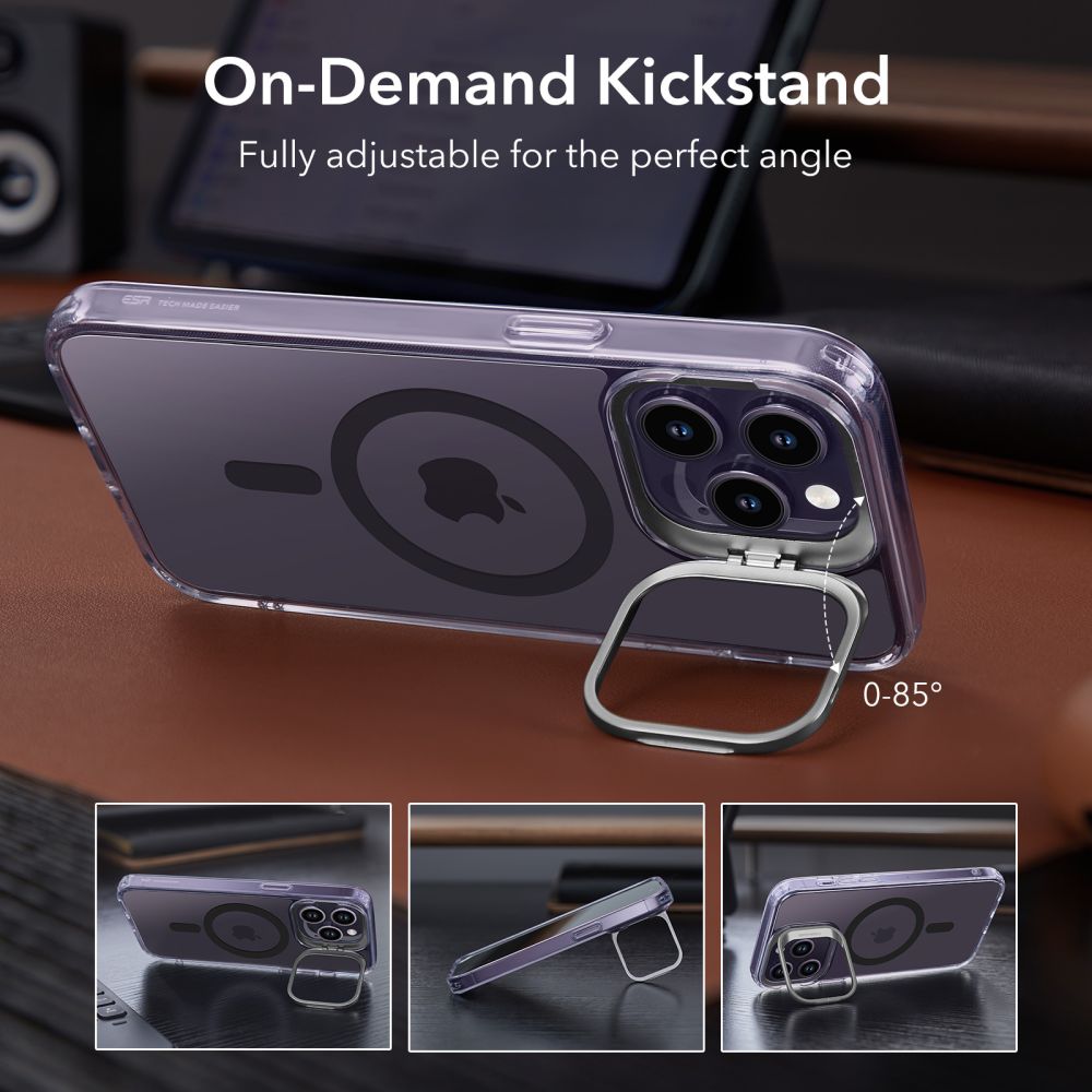 Classic Kickstand HaloLock MagSafe iPhone 14 Pro Clear/Purple