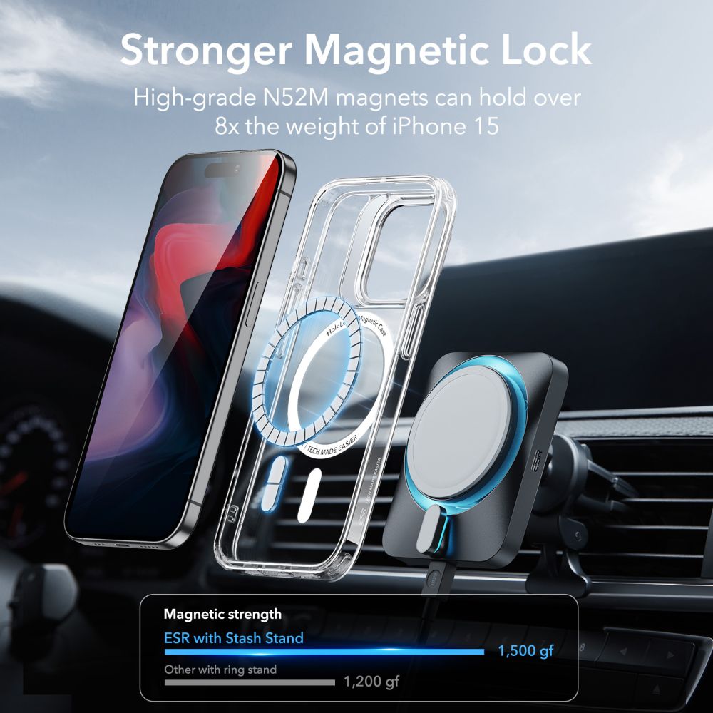 Classic Kickstand HaloLock MagSafe iPhone 15 Pro Clear