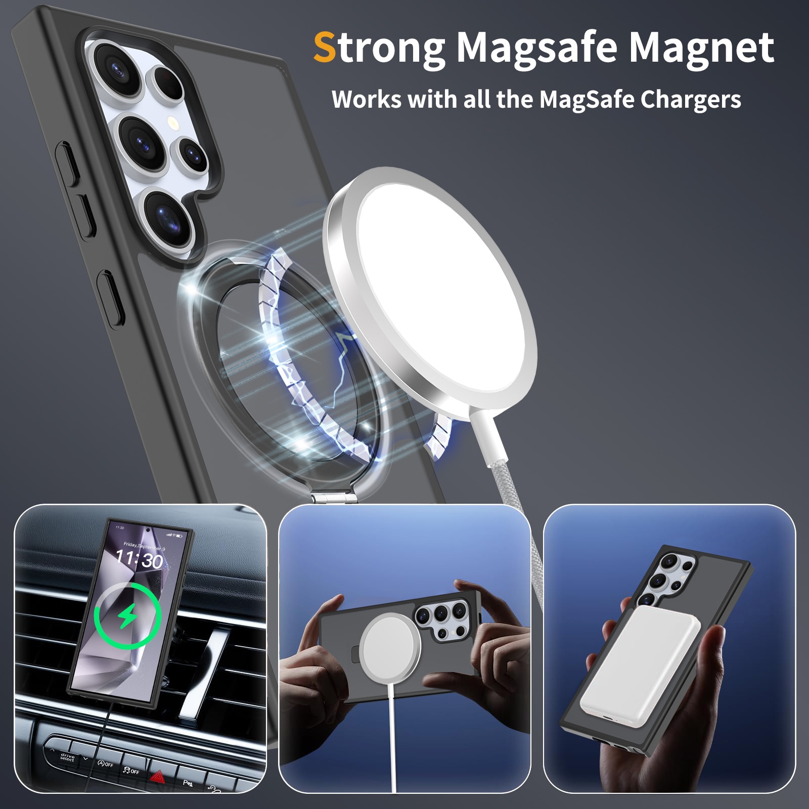 Samsung Galaxy S24 Ultra Hybridcase Magnetic Ring Zwart