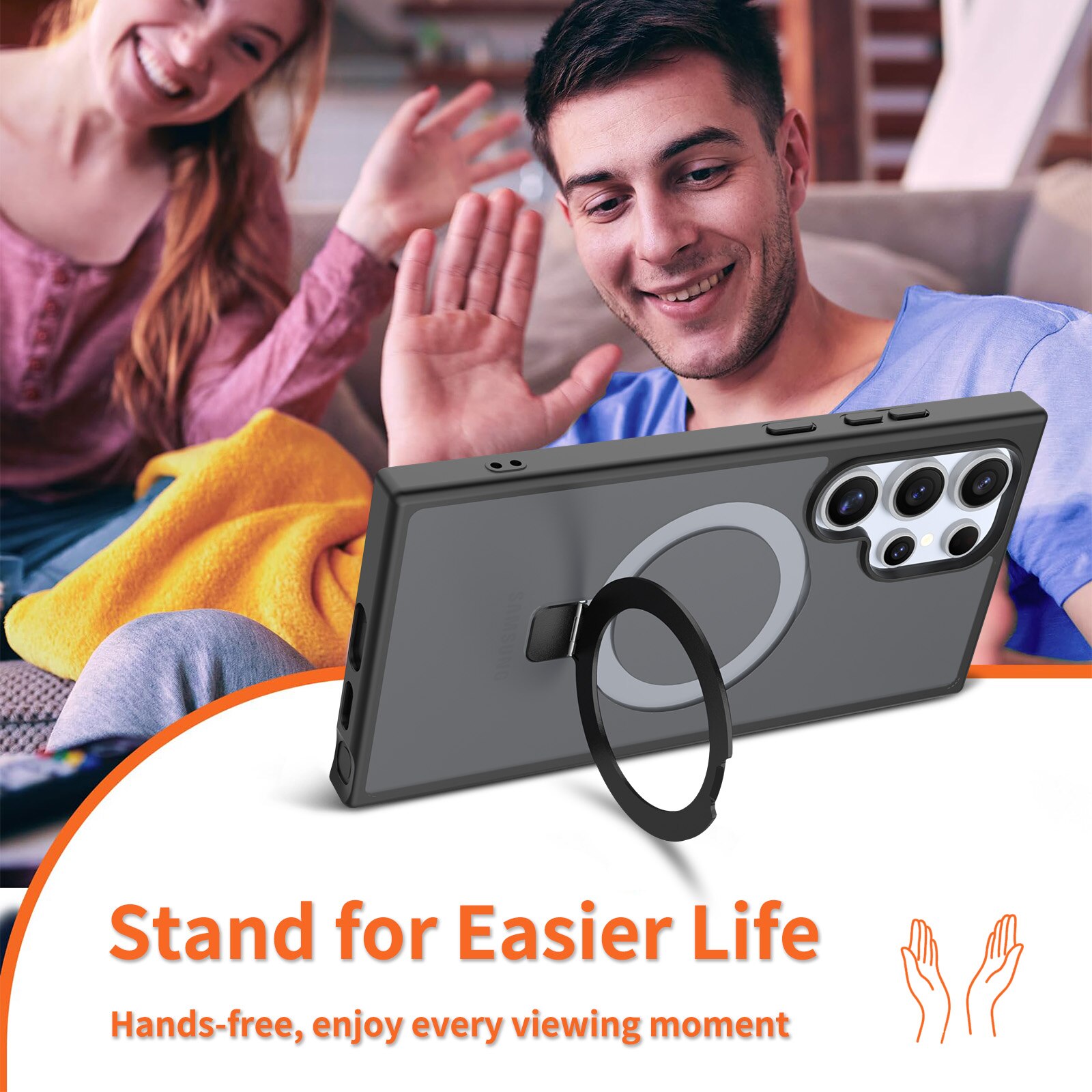 Samsung Galaxy S24 Ultra Hybridcase Magnetic Ring Zwart