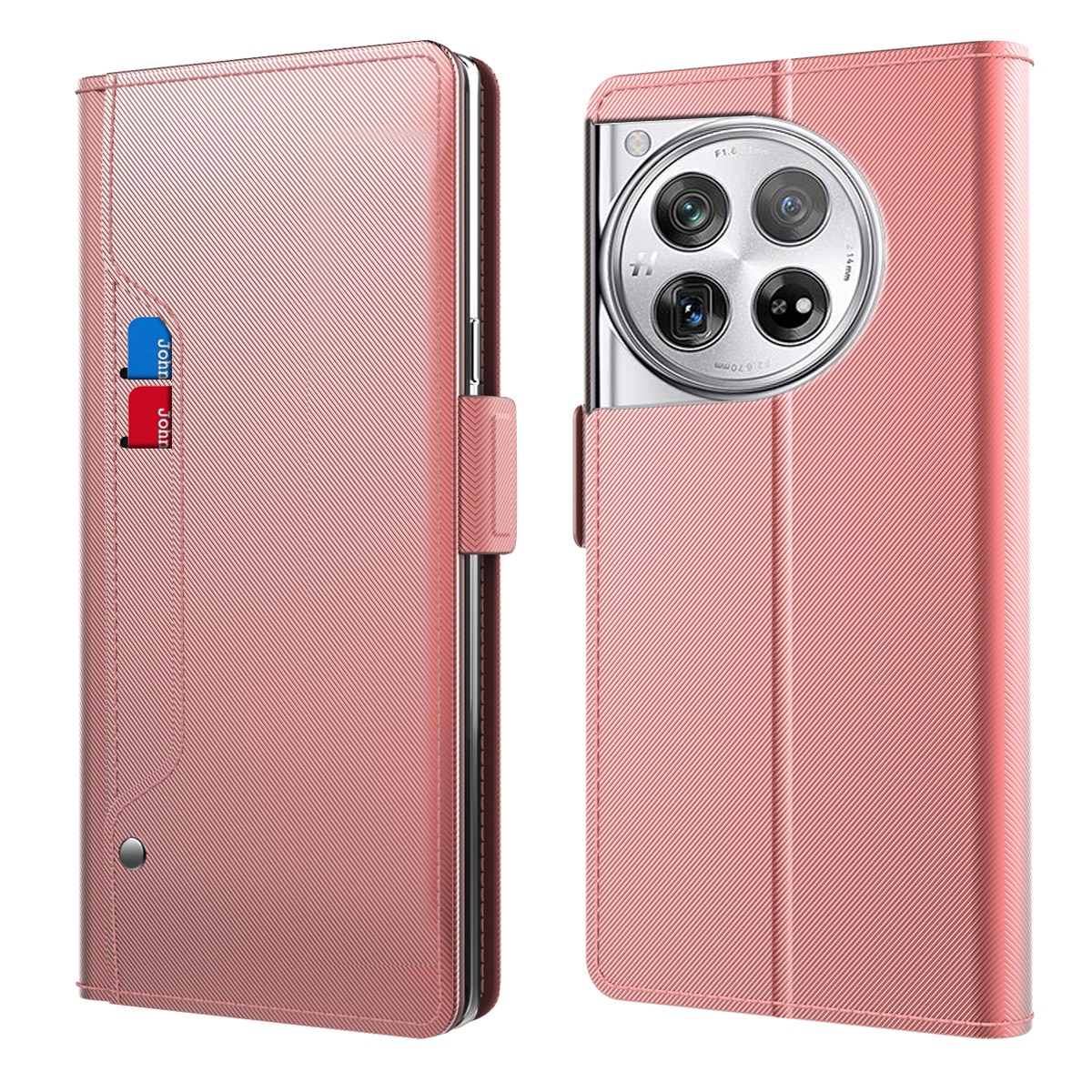 OnePlus 12 Bookcover Hoesje met Spiegel roze goud