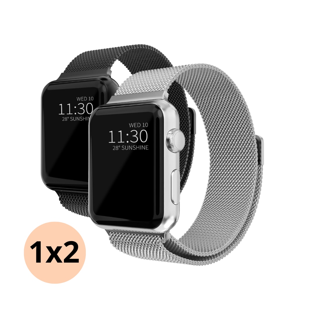 Apple Watch 45mm Series 7 Kit Milanese bandje zwart & zilver