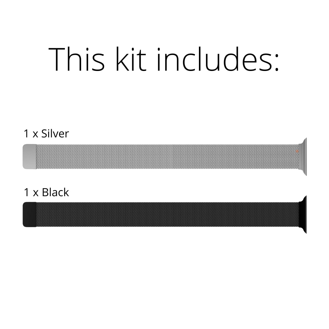 Apple Watch Ultra 2 49mm Kit Milanese bandje zwart & zilver