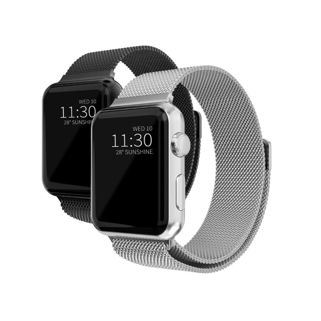 Apple Watch 45mm Series 9 Kit Milanese bandje zwart & zilver