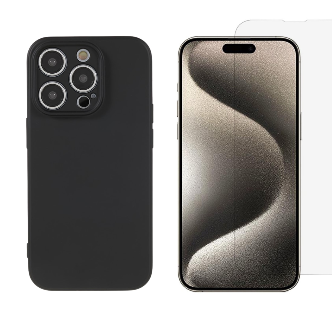 iPhone 15 Pro Set TPU-hoesje en Screenprotector