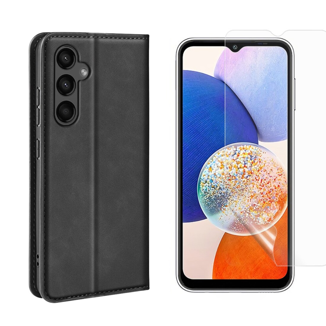 Samsung Galaxy A15 Set van Dunne Bookcover hoesje en Screenprotector