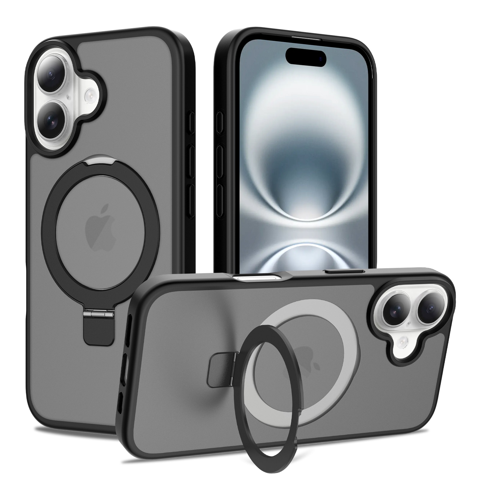 iPhone 16 Hybridcase Magnetic Ring Zwart