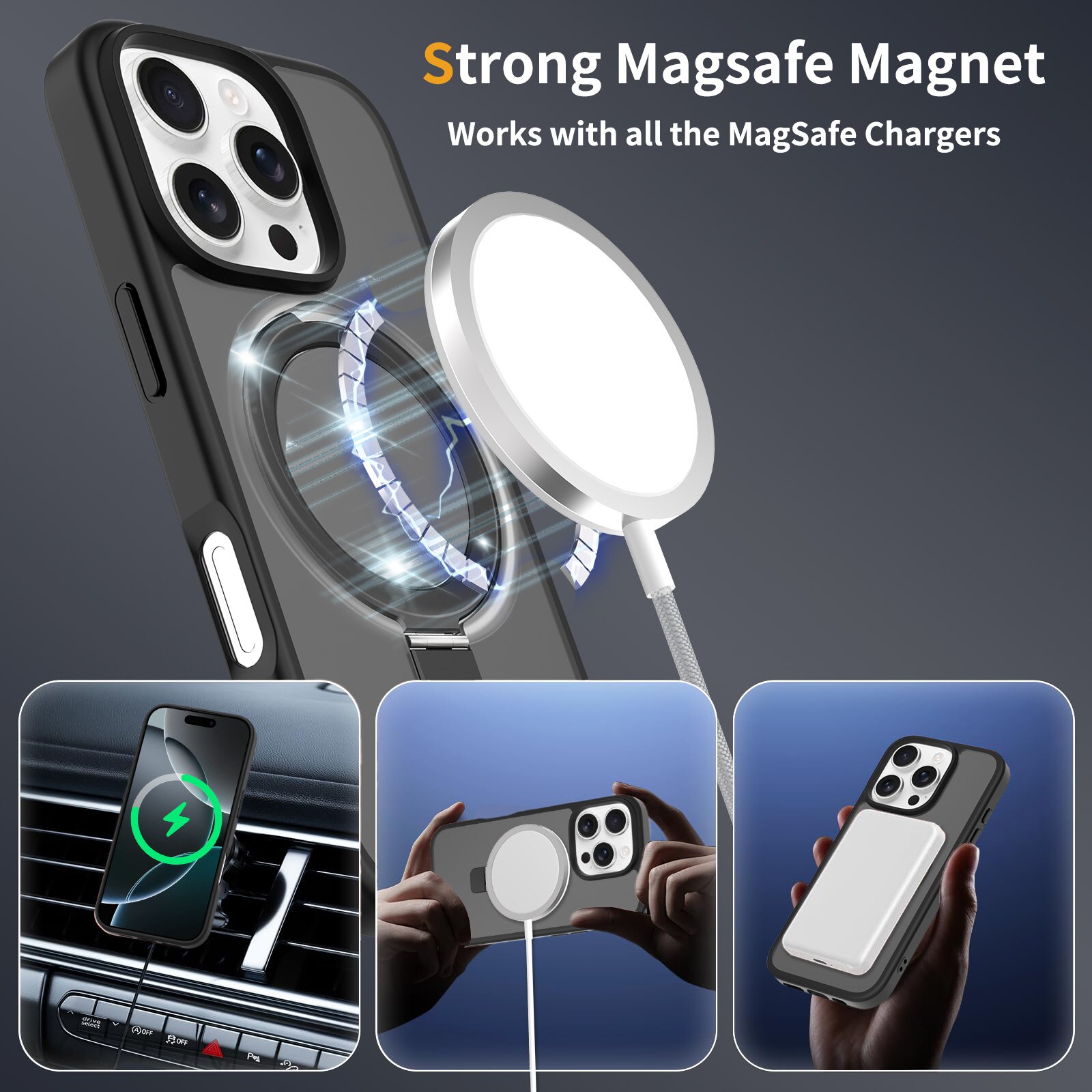 iPhone 16 Pro Hybridcase Magnetic Ring Zwart