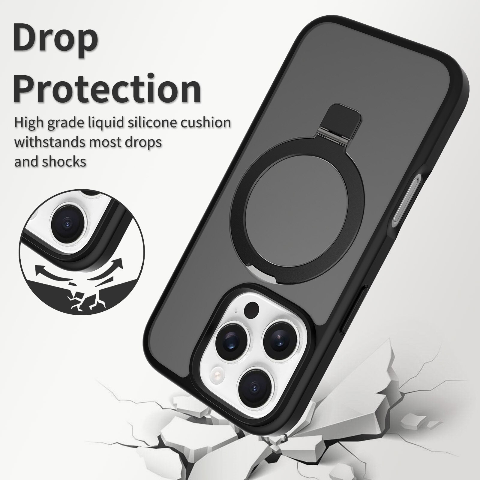 iPhone 16 Pro Hybridcase Magnetic Ring Zwart