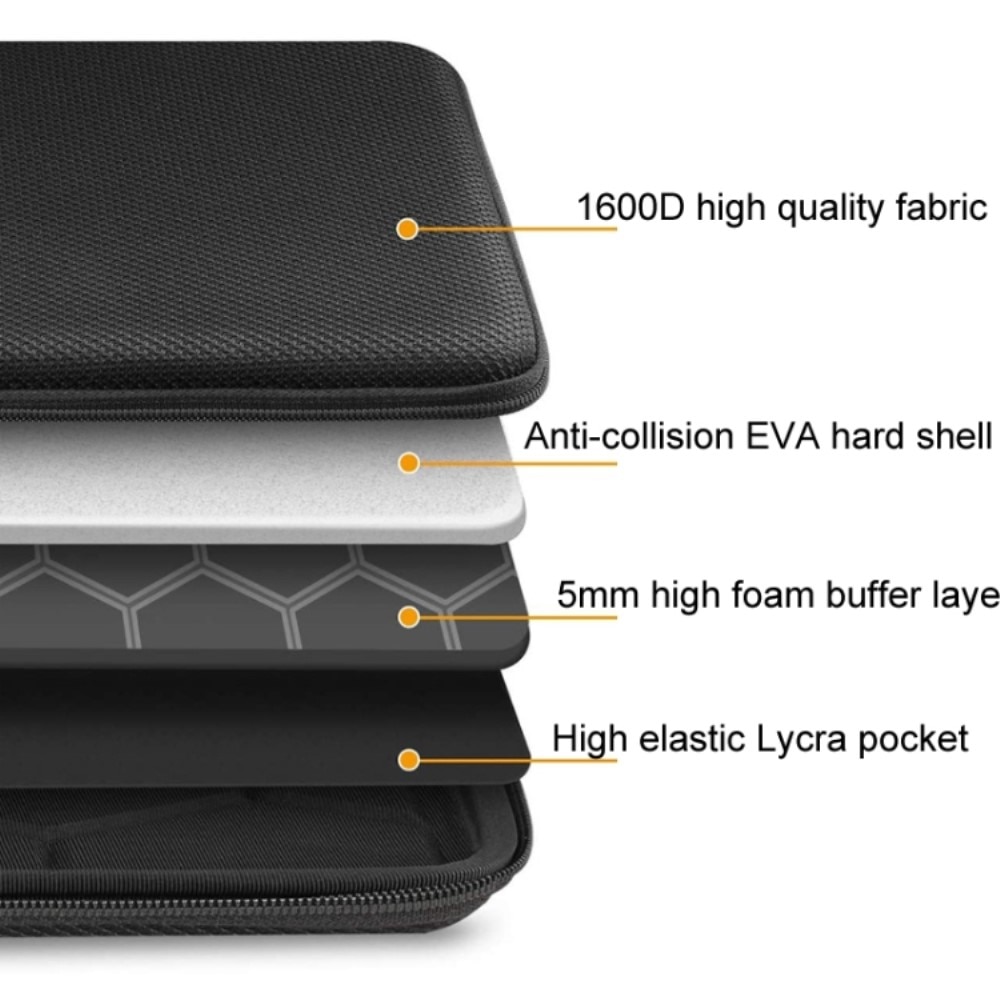 Schokbestendige EVA-laptoptas 13,3" zwart
