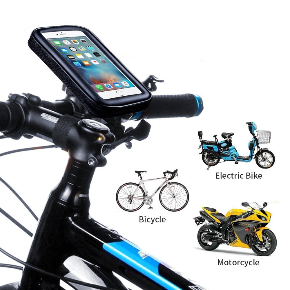 Waterdichte Telefoonhouder voor fiets/motorfiets, XXL, zwart