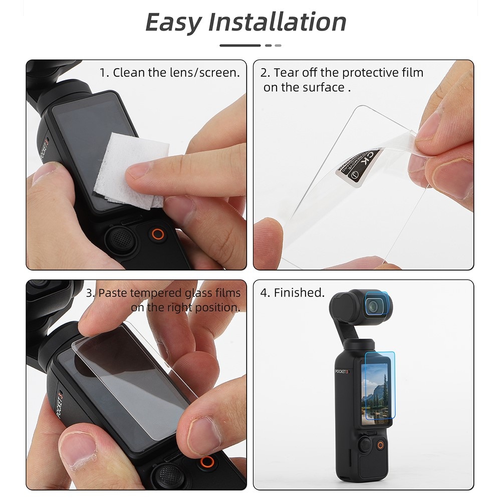 DJI Osmo Pocket 3 Gehard Glas Screenprotector + Camera Protector