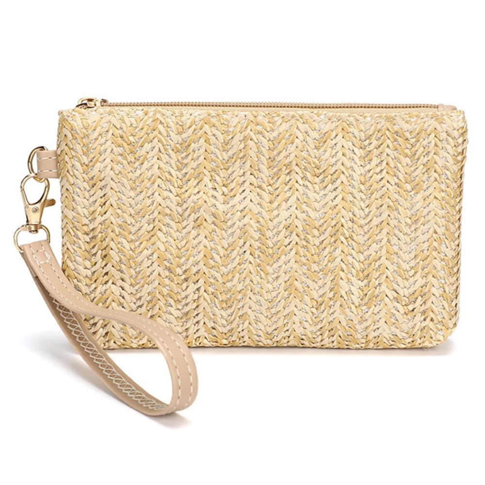 Gevlochten Clutch met Band beige