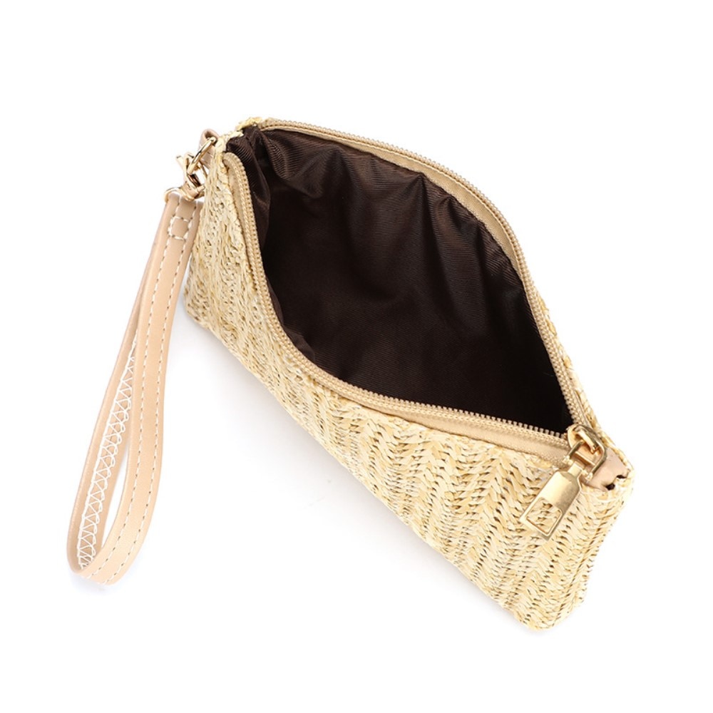 Gevlochten Clutch met Band beige