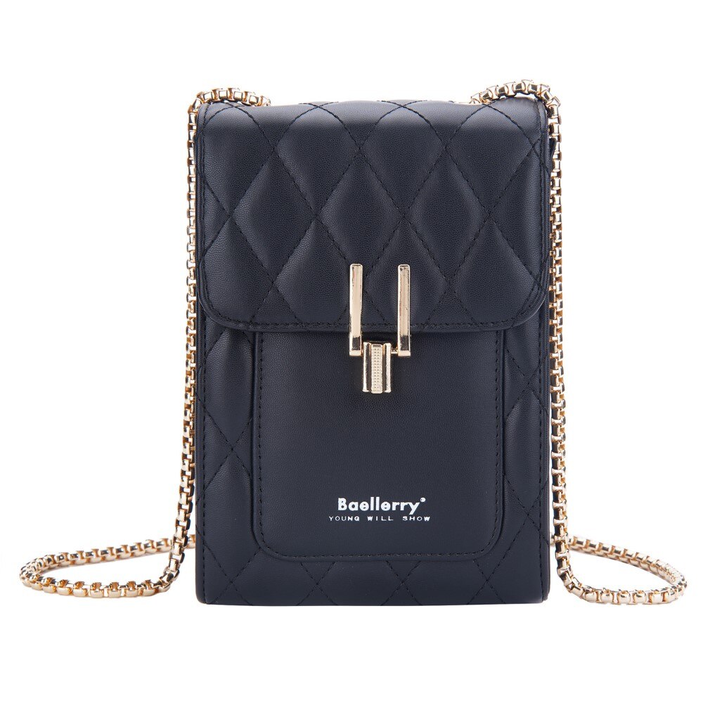 Quilted Crossbody Mini Wallet zwart