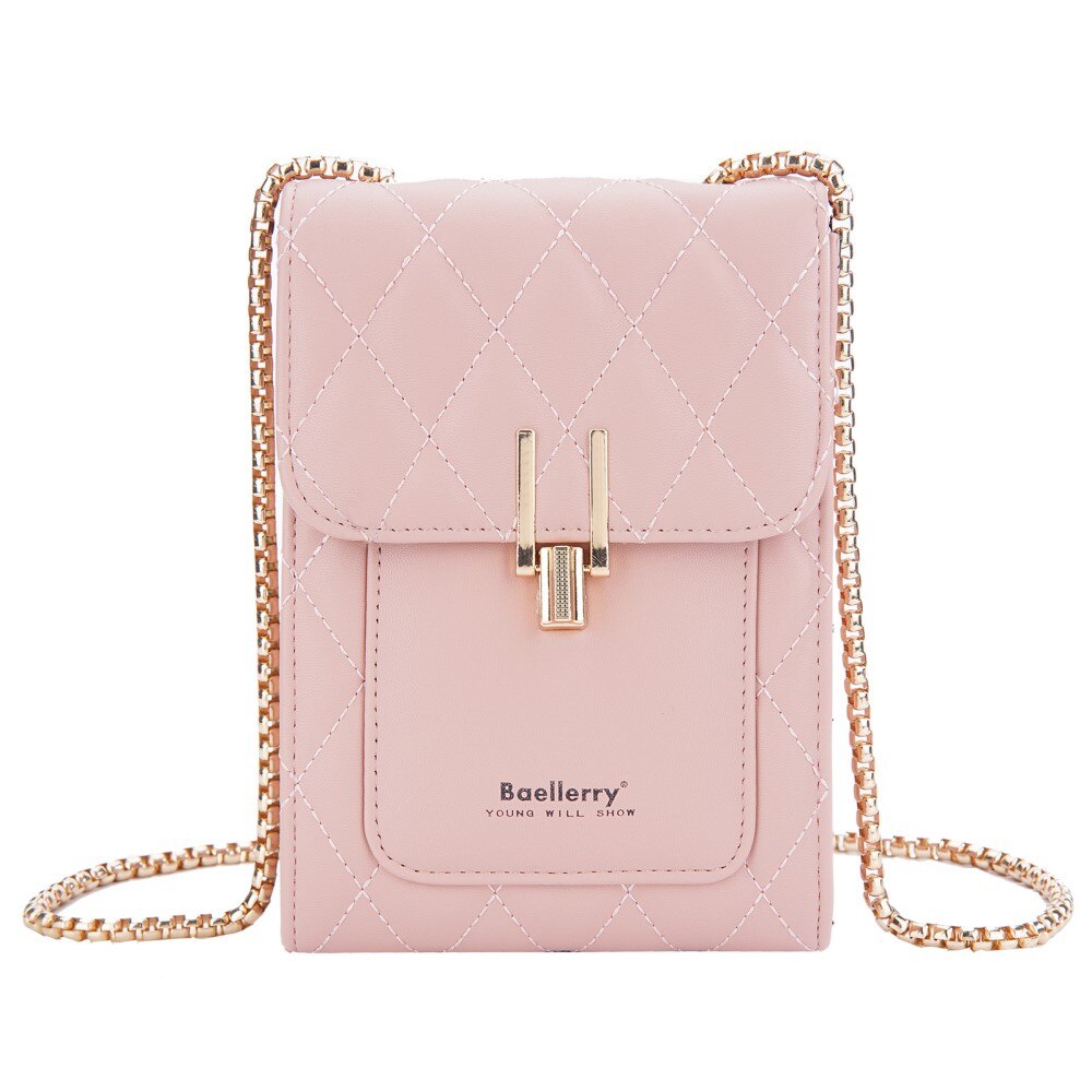 Quilted Crossbody Mini Wallet roze