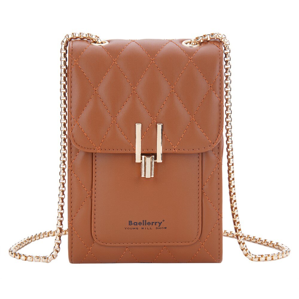 Quilted Crossbody Mini Wallet bruin