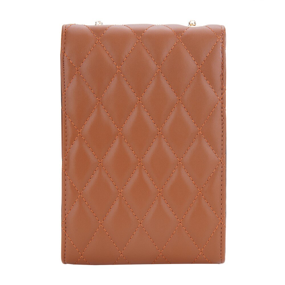 Quilted Crossbody Mini Wallet bruin