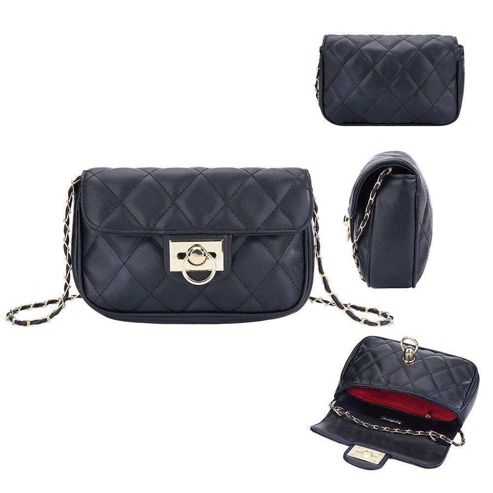 Quilted Crossbody Shoulder Bag zwart