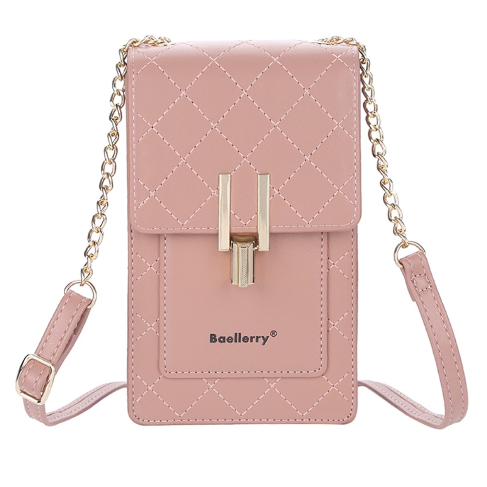 Quilted Crossbody Mini Wallet roze