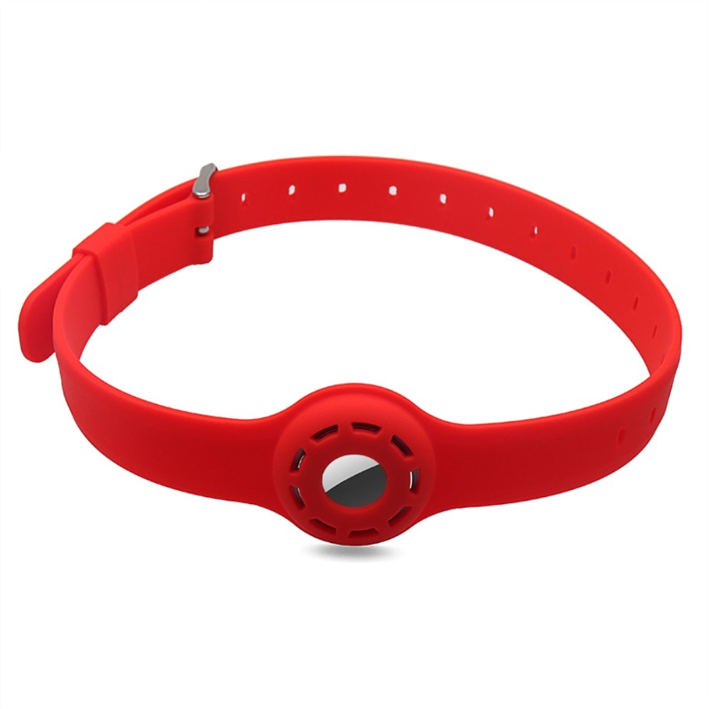 AirTag Hondenhalsband Siliconen Rood