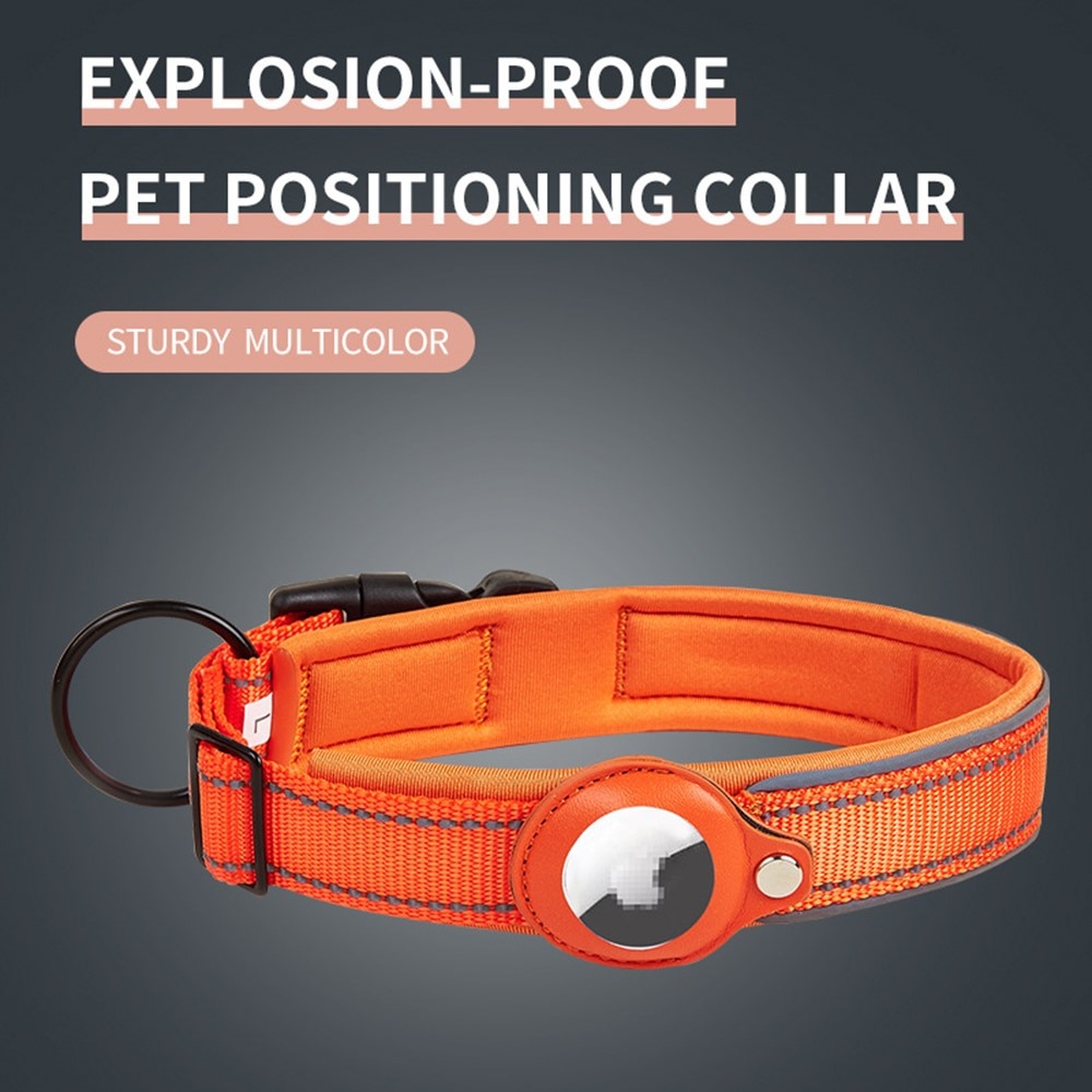 Apple AirTag Hondenhalsband met Reflector L zwart