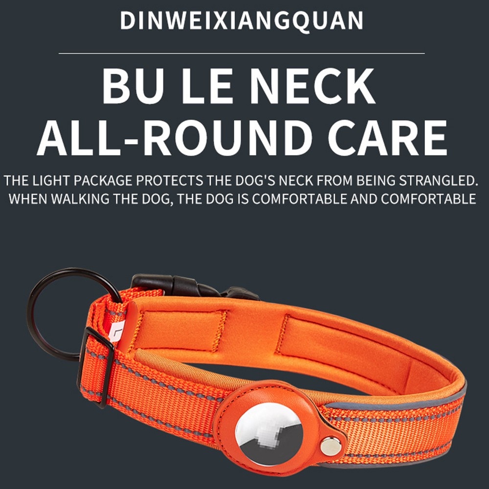 Apple AirTag Hondenhalsband met Reflector L zwart