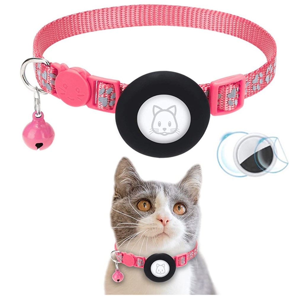 Apple AirTag Kattenhalsband reflecterande kattenpootjes  Roze